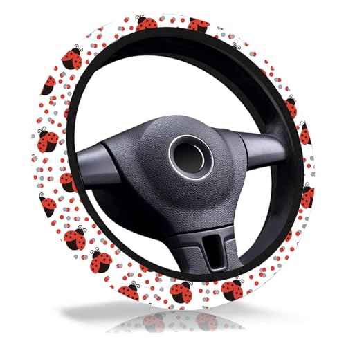 Ladybug Steering Wheel Cover,Non-Slip Breathable Neoprene Steering Wheel Covers,Ladybugs Car Accessories and Car Decor,Ladybug Gifts for Women,Men Universal 15 Inch Fit Auto,SUV,Truck - color: Ladybug
