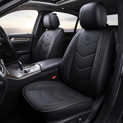 Seat Covers Full Set, Black Seat Covers for Cars 5 Seats, Car Seat Protector, Waterproof Faux Leather Car Seat Cushion, Front and Rear Car Seat Cover Fit for Most Sedans SUV Pick-up Truck (003 Black) - color: 003-Black