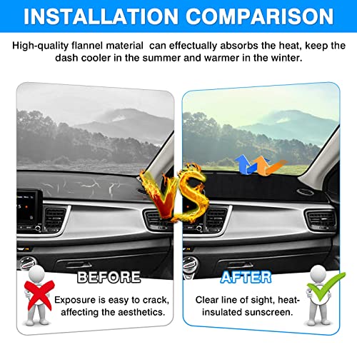 Autorder Dashboard Cover Mat for 2017-2023 Kia Rio Accessories Dash Cover Flannel Dash Mat Sunshade Glare UV Rays Protector - size: 2017-2023 Kia Rio
