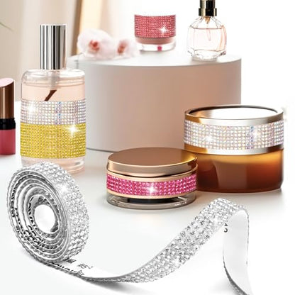 Rhinestone Ribbon Self Adhesive Crystal Rhinestones, 6-Rolls Bedazzling Strips, 6-Yard Rhinestone Strips for DIY Craft, Rhinestones Tape Self Adhesive - color: 6 Colors