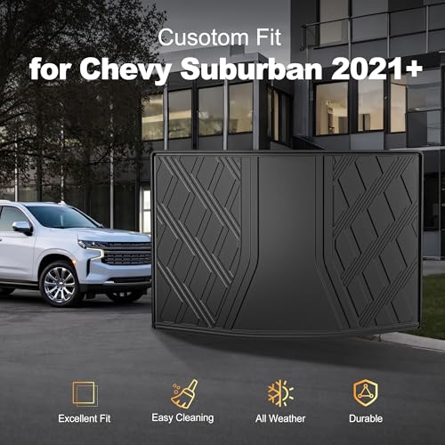 AOMSAZTO Cargo Liner for Chevy Suburban/GMC Yukon XL 2021-2026 - Custom Fit All Weather Trunk Mat TPE Cargo Mat Trunk Liner - size: Suburban 2021-2026