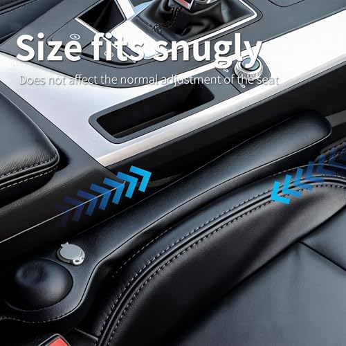Inflatable Car Seat Gap Filler Strip - 2Pcs Leather Foldable Seat Gap Plug Blocker,Stop Dropping Items,Soft Interior Accessories for All Cars (Black) - color: Black