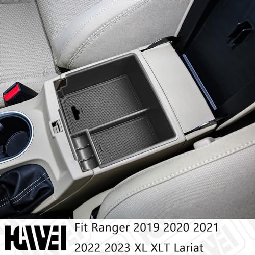 Center Console Organizer Compatible with Ford Ranger 2019 2020 2021 2022 2023 XL XLT Lariat Accessories, Armrest Storage Box Secondary Insert Tray, Black