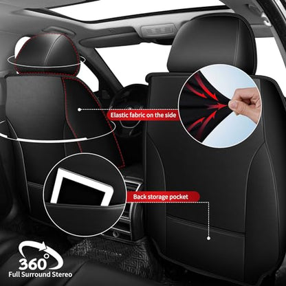 Faux Leather Custom Fit Seat Covers Compatible with Nissan Frontier 2007-2026 Full Set 5 Seats, Airbag Compatible, Black - color: #068-Black, size: 5 Seats