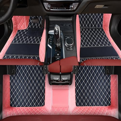 Customized car Floor mats are Suitable for 99% of Vehicle Models (sedans/Trucks/SUVs), Anti-Slip Floor mat Leather Set Provides Comprehensive Protection for the Original car Carpet. (1Pink) - color: 1Pink