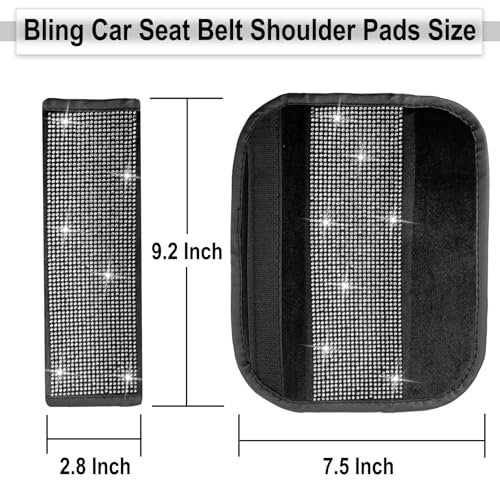 2 PCS Bling Car Seat Belt Shoulder Pads, Bling Seat Belt Covers with Bling Rhinestones, Car Accessories Seatbelt Strap Pad with Crystal Diamond for Car, Truck, SUV (White Diamond) - color: White