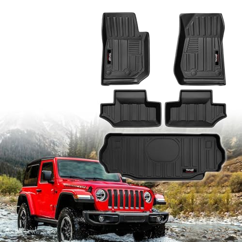 Custom Floor Mats & Cargo Trunk Liner for 2007-2018 Jeep Wrangler JK 2 Door Accessories All Weather TPE Rubber Protection Mat (for 2007-2018 Jeep Wrangler JK 2 Door) - color: for 2007-2018 Jeep Wrangler JK 2 Door