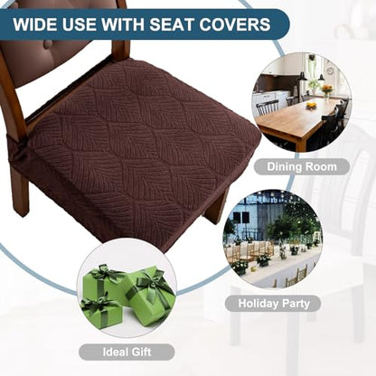 Removable Washable Dining Chair Seat Covers Set of 2,Stretch Jacquard Chair Seat Cushion Protector Slipcovers, Rear Covers - color: Chocolate, size: 2PCS-Rear-covered