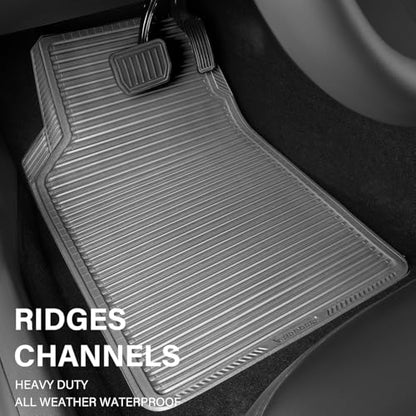 CAR PASS Rubber Car Mats,Car Floor Mats All Weather,Car Mats Full Set 4-Piece,Waterproof Automotive Floor Mats Trim to Fit for Most Cars Sedans SUVs Vans,Heavy Duty Anti-Slip Easy Clean, All Gray - color: Gray