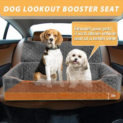 Dog Car Seat for Large Dog Under 100LBS,Pet Booster Back Seat Removable Washable Pet Travel Safety with Safety Tethers & Storage Pocket (Gray) - color: Dog Car Seat(Gray)