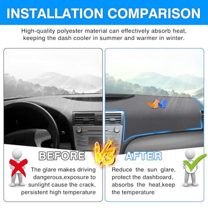 Autorder Gray Dashboard Cover Mat for Toyota Camry 2007-2011 Accessories Dash Cover Upgrade Polyester Dash Mat Sunshade Glare UV Rays Protector - size: Gray 2007-2011 Toyota Camry