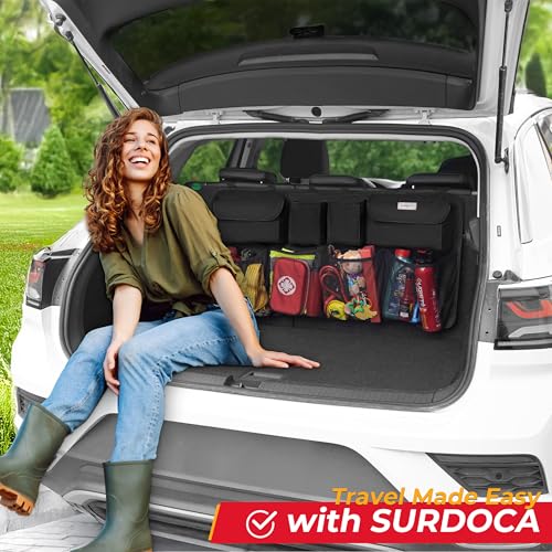 SURDOCA Car Trunk Organizer, LARGE CAPACITY Car Storage Bag with 8 Pockets, 7X Upgraded Trunk Storage Organizer for Car, SUV, Truck, MPV
