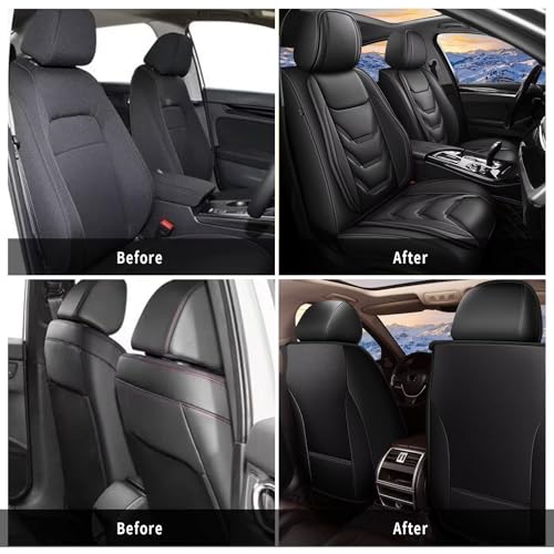 Seat Covers for Jeep Renegade 2015-2024: 2 Front Set Breathable Car Seat Covers Faux Leather Automotive Seat Cushion(Black) - color: #089-Black, size: 11-Renegade-2 front seat covers only