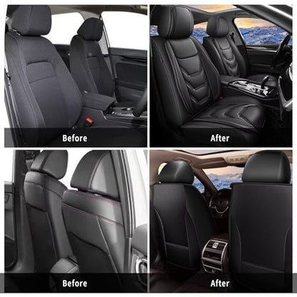 Seat Covers for Jeep Renegade 2015-2024: 2 Front Set Breathable Car Seat Covers Faux Leather Automotive Seat Cushion(Black) - color: #089-Black, size: 11-Renegade-2 front seat covers only