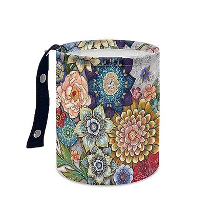 Boho Flowers Car Trash Can Waterproof Auto Vehicle Garbage Organizer Bag Hanging Car Waste Basket Holder for Front Seat Back, Seat, Floor, Headrest - color: Boho Flowers