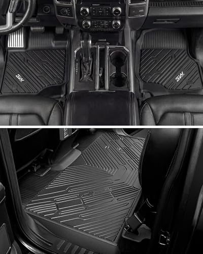 3W Floor Mats (with Metal Pedals) for Ford F-150 2015-2026 & F150 Lightning 2022-2025 SuperCrew (w/o Fold Flat Storage), TPE All Weather Custom Fit, Front & Rear 3PCS | Heavy Duty, Easy Clean - Black - size: 1.F150 2015-2026 Upgraded Floor Mats w/o Storag