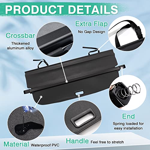 Powerty Cargo Cover for 2020-2024 2025 Subaru Outback Accessories Trunk Cover Retractable Trunk Shade Rear Cargo Cover for 2020-2025 Outback No Gap Black - size: 9) Subaru Outback | 2020-2025