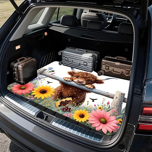 Universal Car Trunk Mat 29" x 39", Cute Highland Cattle All Weather Trunk Protection Cargo Liner, Durable Cargo Mat Rear Trunk Liner, Stylish Vehicle Interior Accessories Suitable for Most Car Models - color: Cute Highland Cattle