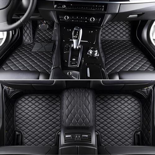 Custom Leather Car Mats, Vehicle-Specific Fit All-Weather Floor Mats, 100% Waterproof Anti-Slip Durable Protection for SUV Truck Sedan, Precision Tailored Protection (Black) - color: black