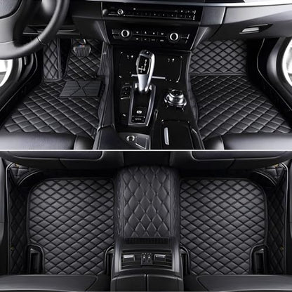 Custom Leather Car Mats, Vehicle-Specific Fit All-Weather Floor Mats, 100% Waterproof Anti-Slip Durable Protection for SUV Truck Sedan, Precision Tailored Protection (Black) - color: black
