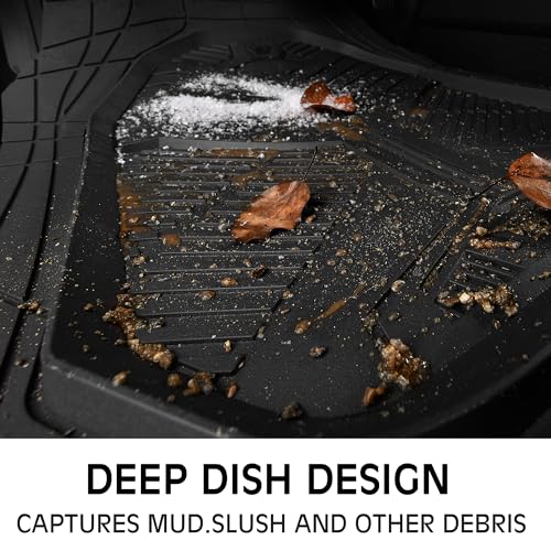 CAR PASS Heavy Duty Rubber Car Mats with Cargo Liner, Deep-Dish Car Floor Mats and Trunk Mat All Weather, Universal Trim-to-Fit for SUVs Trucks Sedans, Waterproof Anti-Slip, Trimmable V12 Black - color: All Black Full Set