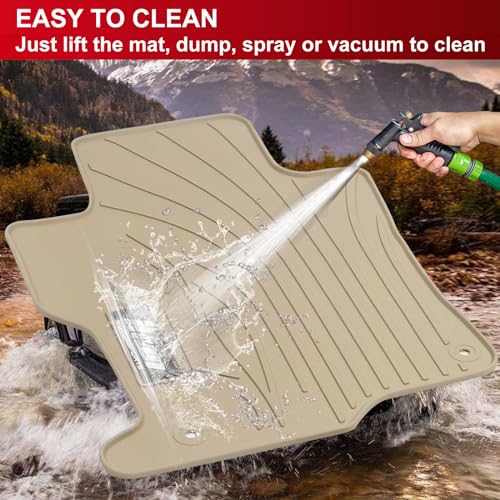 IKON MOTORSPORTS, Floor Mats Compatible with 2008-2012 Honda Accord Sedan 4Door, Latex Rubber Heavy Duty All Weather Season Car Auto Custom Fit Front Rear Carpets Liner 5PC Beige
