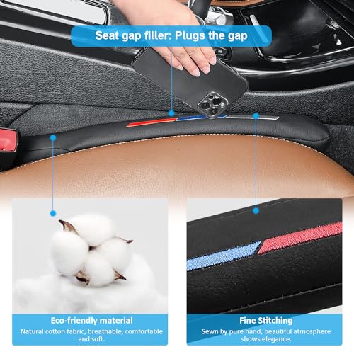 Sports Style Leather Car Seat Gap Filler Spacer Universal Seat Gap Filler Plug Compatible with BMWSeries M1 M3 M5 X1 X5 X6 Z4 3 5 7 Series Console Stop Things from Dropping - color: Embroidered Sports Style