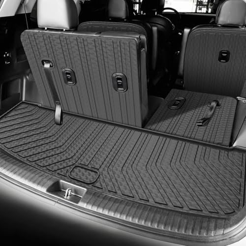 KUST Floor Mats Set for 2020-2025 Kia Telluride Accessories (7 Seats), Rear Cargo Trunk Liner with 2nd/3rd Row Backrest Kick Mat All Weather Protection TPE Rubber Raised Edge, Full Set of 9pcs - style: For │ Telluride 7 Seats 2020-2025 │ Full Set