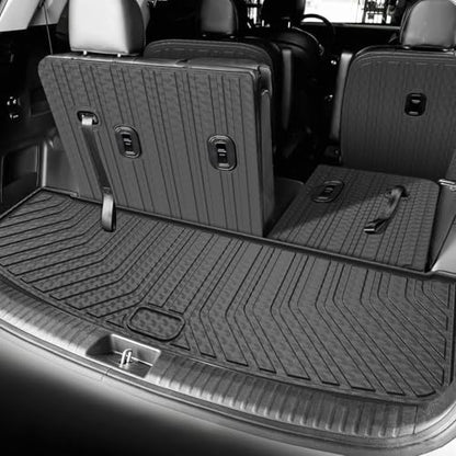 KUST Floor Mats Set for 2020-2025 Kia Telluride Accessories (7 Seats), Rear Cargo Trunk Liner with 2nd/3rd Row Backrest Kick Mat All Weather Protection TPE Rubber Raised Edge, Full Set of 9pcs - style: For │ Telluride 7 Seats 2020-2025 │ Full Set