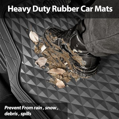 CAR PASS Heavy Duty Rubber Gray Car Floor Mats & Cargo Liners, Deep Dish All-Weather Trunk Mats Durable Anti-Slip 3D Rhombus Waterproof Trim to Fit Liner Universal Fit Auto,Sedan,SUV,Truck, Gray - color: gray with cargo liner