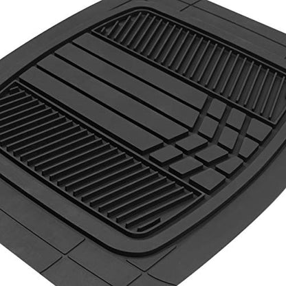 BDK Beige Heavy Duty Front & Rear Rubber Floor Mats Universal Liners for Car SUV Van & Truck, All Weather Protection with Anti-Slip Nibs, Fit Contours of Most Vehicles - color: 688-BG