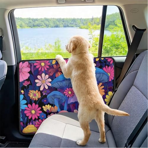 Mushroom Dog Car Door Protector Waterproof Pet Car Door Cover from Dog Scratches Universal Fit for Cars, Trucks, SUVs Window Protector Doors Covers Anti-Scratch - color: Blue Mushroom