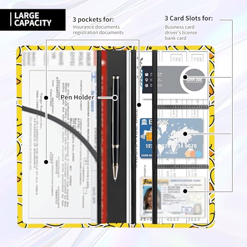 Leather Car Registration and Insurance Card Holder, Cute Car Accessories Vehicle Glove Box Car Organizer for Documents, Cards, License Cute Yellow Ducks - color: Cute Yellow Ducks