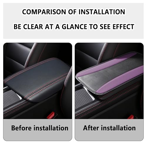 IHOTDER Stylish Car Center Console Cover,PU Leather Car Armrest Cover Prevent Scratches on Center Console,Universal Car Armrest Cushion Car Accessories Interior for Car SUV Truck (Purple) - color: Purple