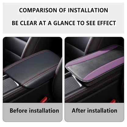 IHOTDER Stylish Car Center Console Cover,PU Leather Car Armrest Cover Prevent Scratches on Center Console,Universal Car Armrest Cushion Car Accessories Interior for Car SUV Truck (Purple) - color: Purple