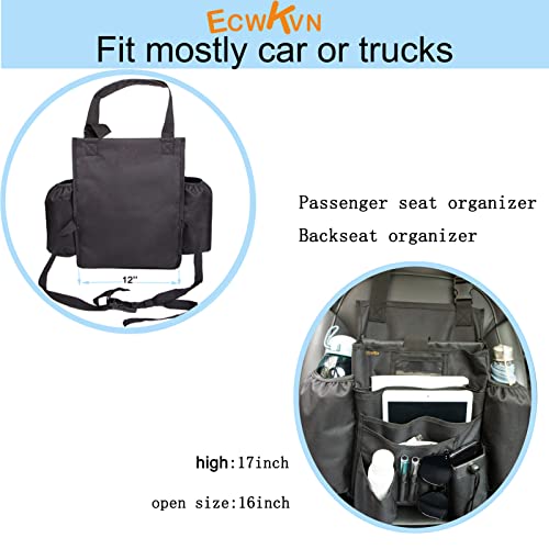 Car Front & Back Seat Organizer with Dedicated Tablet/Laptop Compartment, Passenger Seat File Storage with Cup Holder, Adjustable Backrest, and Padded Shoulder Strap