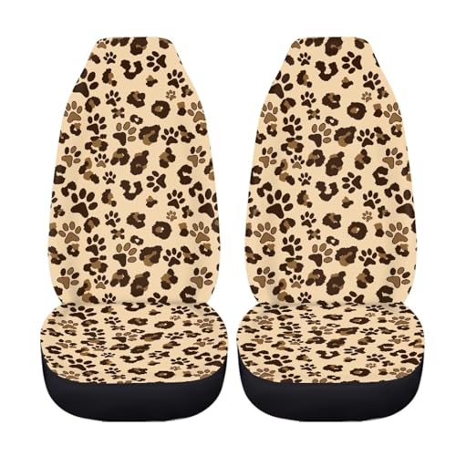 Brown Dog Paw Car Seat Covers Front Set – 2 Front Seat Covers for Cars, Breathable&Washable Car Seat Cover Set, Automotive Interior for Auto Trucks Van SUV - color: Brown Dog Paw