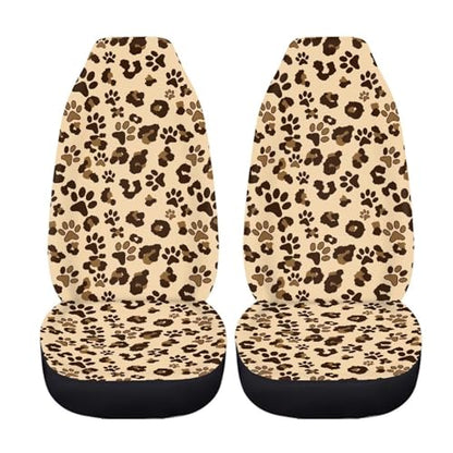 Brown Dog Paw Car Seat Covers Front Set – 2 Front Seat Covers for Cars, Breathable&Washable Car Seat Cover Set, Automotive Interior for Auto Trucks Van SUV - color: Brown Dog Paw