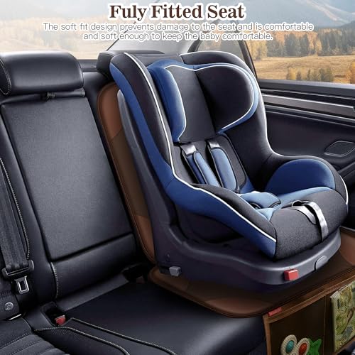 Sinvitron Car Seat Protector for Child Car Seat - Waterproof Non-Slip Leather Mat with 2 Mesh Pockets, Universal Seat Cover for Baby, Pets & Vehicles(2-Pack, Brown) - color: 2 Pack Brown