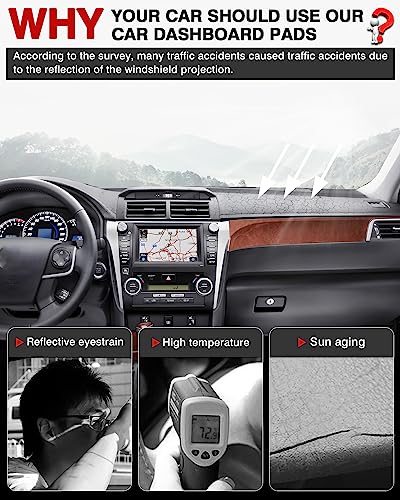 Autorder Dashboard Cover Mat for 2012-2017 Toyota Camry Accessories Dash Cover Flannel Dash Mat Sunshade Glare UV Rays Protector - size: 2012-2017 Toyota Camry