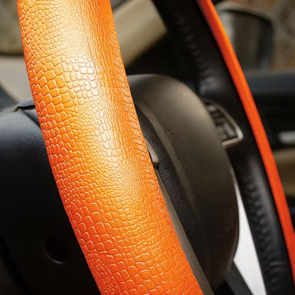 FH Group FH3001ORANGE Universal Fit Silicone Snake Pattern with Massaging Grip Orange Steering Wheel Cover fits most Cars, SUVs, Trucks, and Vans - color: Orange