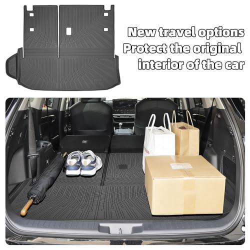 9-Piece Floor Mats & Door Sill Guards for 2020-2026 Toyota Highlander 7-Seater (Not for Grand Highlander), All-Weather TPE 1st-3rd Row Liners, Integrated Cargo & Backrest Mat, Black - size: For Highlander 7seat + Door Sill 9Pcs
