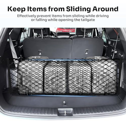 Canvcle Trunk Cargo Net for 2021-2025 2026 Kia Sorento Accessories Envelope Style Mesh Trunk Net Organizer and Storage Stretchable Adjustable Elastic Nylon Rear Cargo Netting with Hooks - style: for Kia Sorento