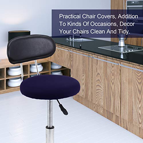 Tatuo Round Bar Stool Seat Covers Washable Stool Cushion Slipcover Elastic Bar Chair Covers for 14-17 Inch Chair (Navy Blue, 4 Pieces) - color: Navy Blue