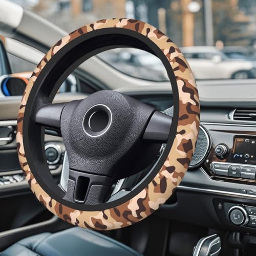 Steering Wheel Cover Accessories Neoprene Cover Non-Slip Breathable Easy to Install Suitable for Women Men Girls for Car SUV Van Truck Universal 14.5-15.5 Inch Brown Camouflage - color: Brown Camouflage