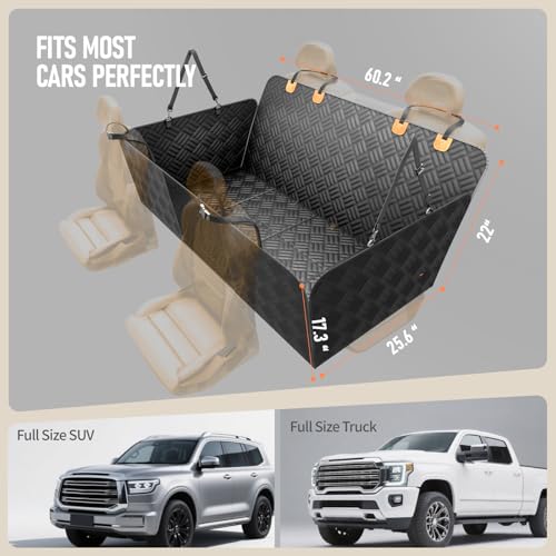 Dog Car Seat Cover for Back Seat, Hard Bottom Back Seat Extender, Back Seat Pet Cover for Dogs - Supports 400lbs, Back Seat Pet Cover, Dog Hammock for Full-Size Trucks/SUVs - size: Full-size Truck/SUV