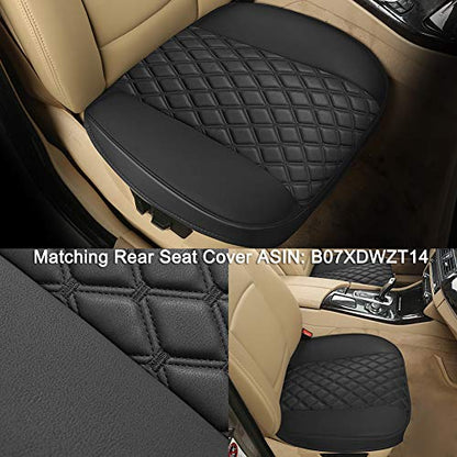 Black Panther 1 Pair PU Car Seat Covers, Front Seat Bottom Protectors Compatible with 95% Vehicles,Diamond Pattern Embroidery, Anti-Slip (W 21.26''×D 20.86”) - Black - color: Front Pair Black