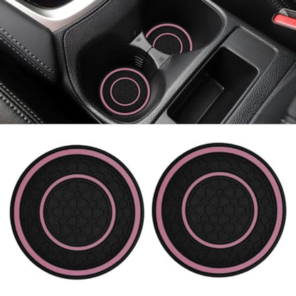 2PCS Car Cup Holder Coasters, 2.75 Inch Auto Non-Slip Anti Dust Cup Mats, Console Cup Holder Insert Coaster Auto Insulated Mats, Universal Interior Accessories for Most Cars (Pink) - color: Pink