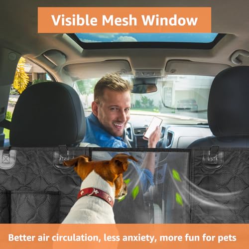SUV Cargo Liner for Dogs, Waterproof Trunk Cover for SUVs with Mesh Window, Bumper Flap Protector, Scratchproof Durable 600D Oxford Fabric, Non-Slip, Machine Washable