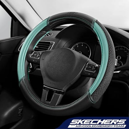 Skechers Air-Cooled Steering Wheel Cover,Air Cool Mesh Leather Car Steering Wheel Cover Universal Fit 14" 1/2-15" Car Wheel Protector for Men Women Fit Suvs,Vans,Sedans,Car,Trucks,Mint - color: Mint